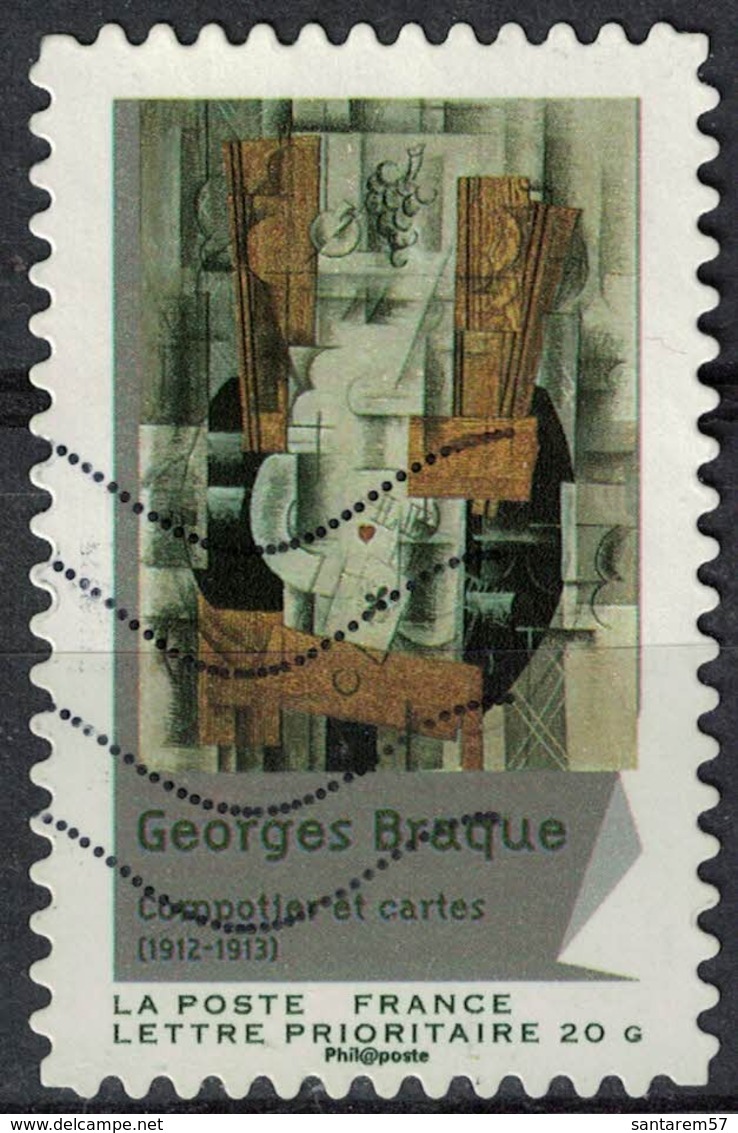 Timbre Oblitéré Peintures Du XXème Siècle Du Cubisme Georges Braque Compotier Et Cartes FRANCE 2012 Y&T 707 - Oblitérés