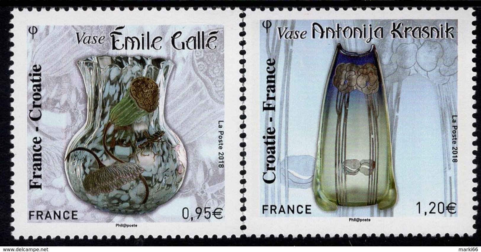 France - 2019 - Art - Vases - Joint Issue With Croatia - Mint Stamp Set - Nuevos