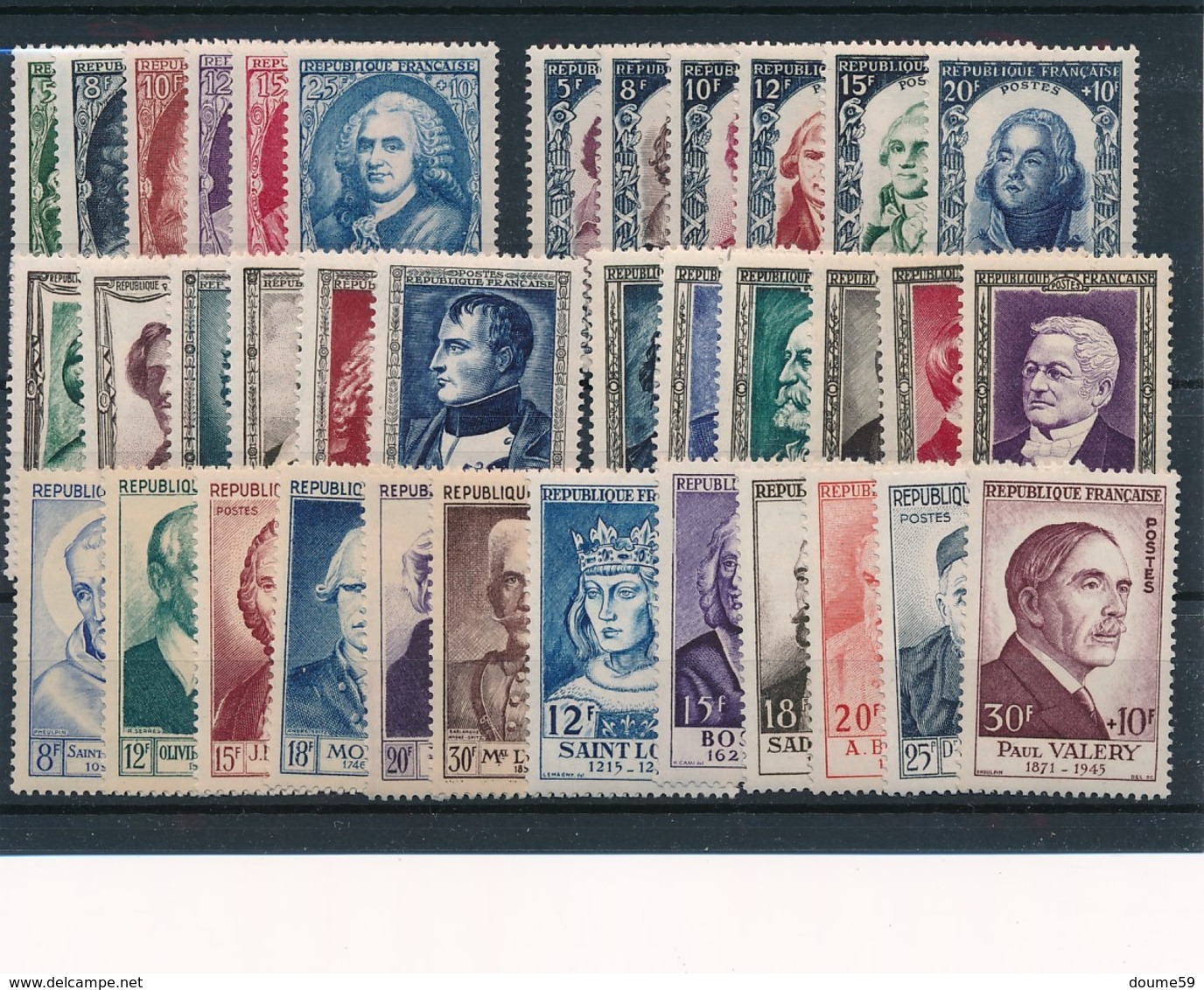 DB-79: FRANCE: Lot Avec  Séries Personnages* (*légères) De 1949 à 1954 - Unused Stamps
