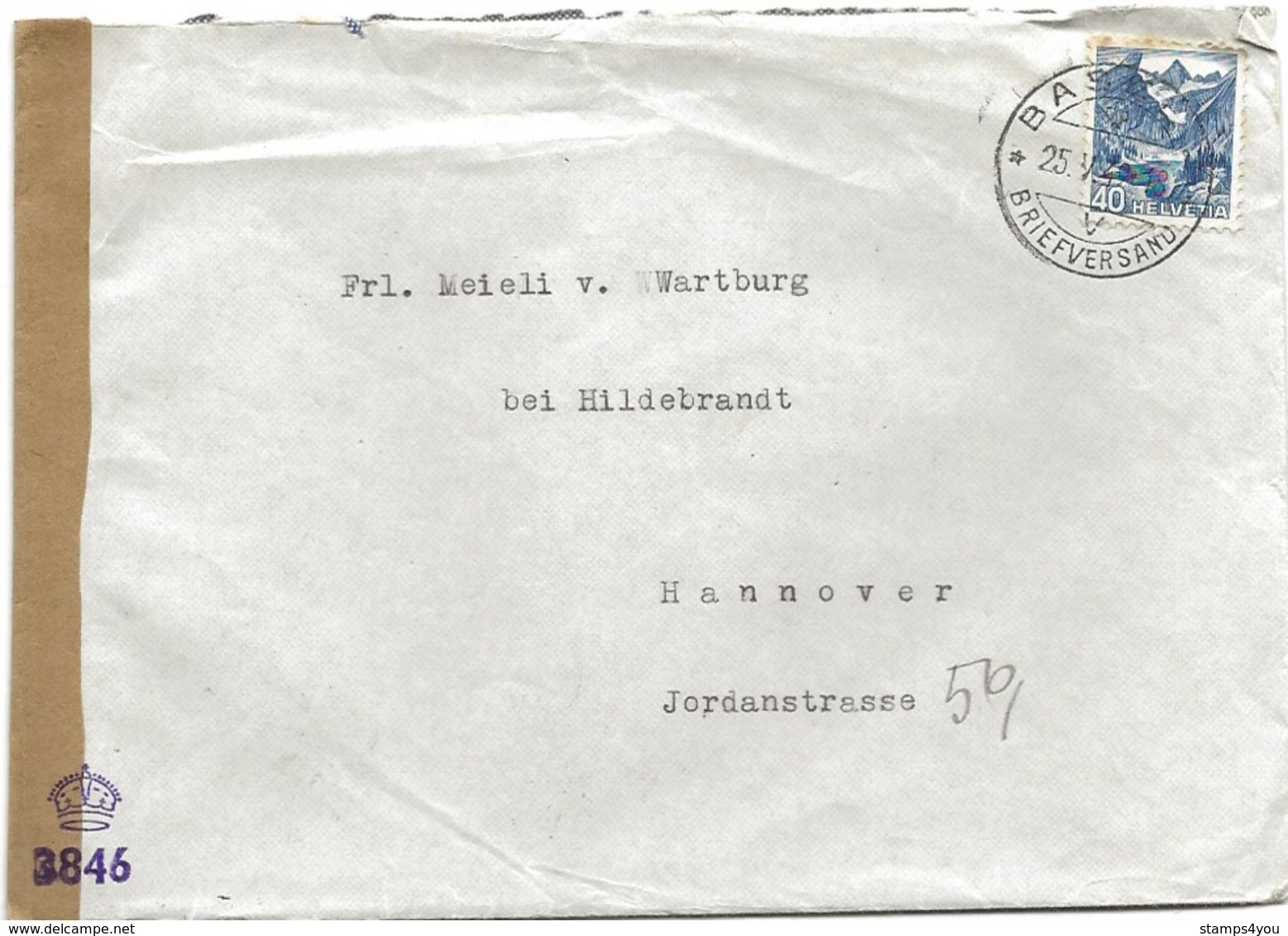 150 - 59 - Enveloppe Envoyée De Suisse à Hannover - Censure - Other & Unclassified