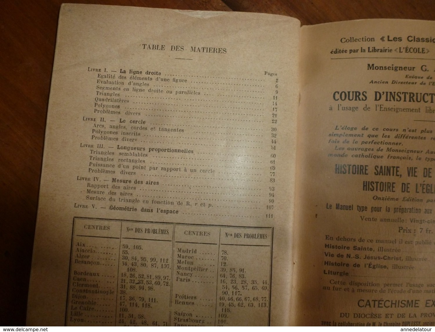 1936  PROBLEMES DE GEOMETRIE - 12-18 Ans