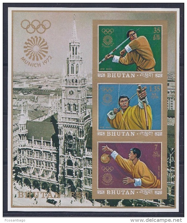 JUEGOS OLÍMPICOS - BHUTAN 1972 - Yvert #H46 Sin Dentar - MNH ** - Verano 1972: Munich