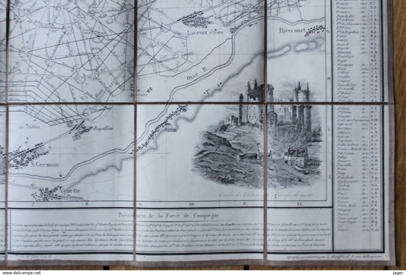 Carte 1839  Foret De Compiègne  Entoilée  Par RECOPE Chasseur à Cheval - Geographical Maps