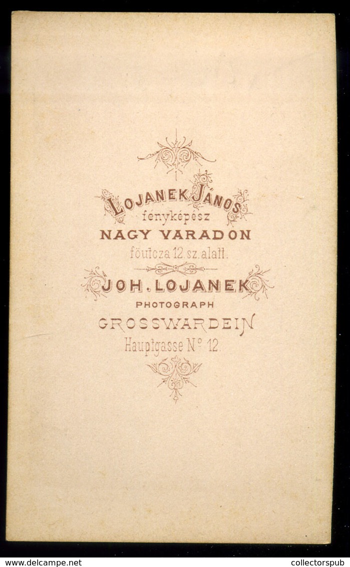 NAGYVÁRAD 1875. Ca. Lojanek : Ismeretlen Férfi Visit Fotó  /  Lojanek: Unknown Man Visit Photo - Otros & Sin Clasificación