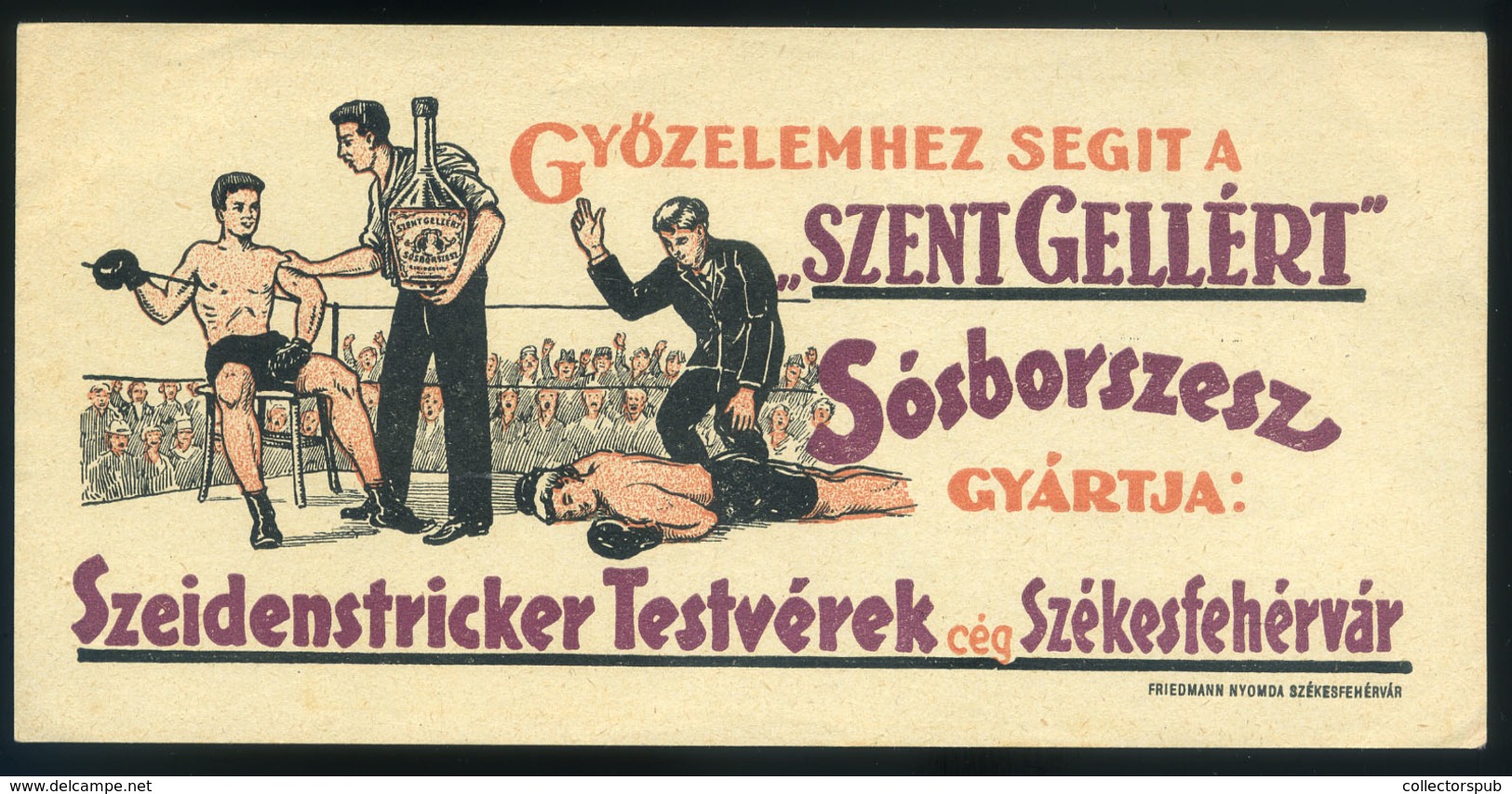 SZÁMOLÓ CÉDULA  Régi Reklám Grafika , SPORT Szent Gellért Sósborszesz Székesfehérvár  /  BAR TAB Vintage Adv. Graphics - Publicidad