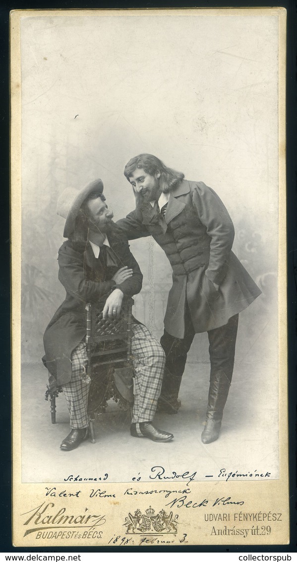 1898. Beck Vilmos 1868-1925. Operaénekes, Valent Vilma Színésznőnek Dedikált Cabinet Fotó!   /  Vilme Valent Opera Singe - Other & Unclassified