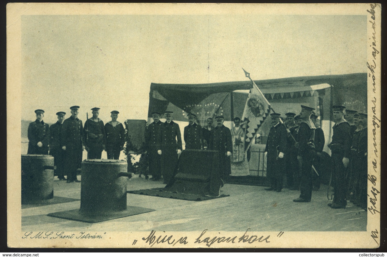 K.u.K. Haditengerészet, I.VH 1916. Képeslap S.M.S. Szent István Bélyegzéssel  /  K.u.K. NAVY WW I. 1916 Vintage Pic. P.c - Oblitérés