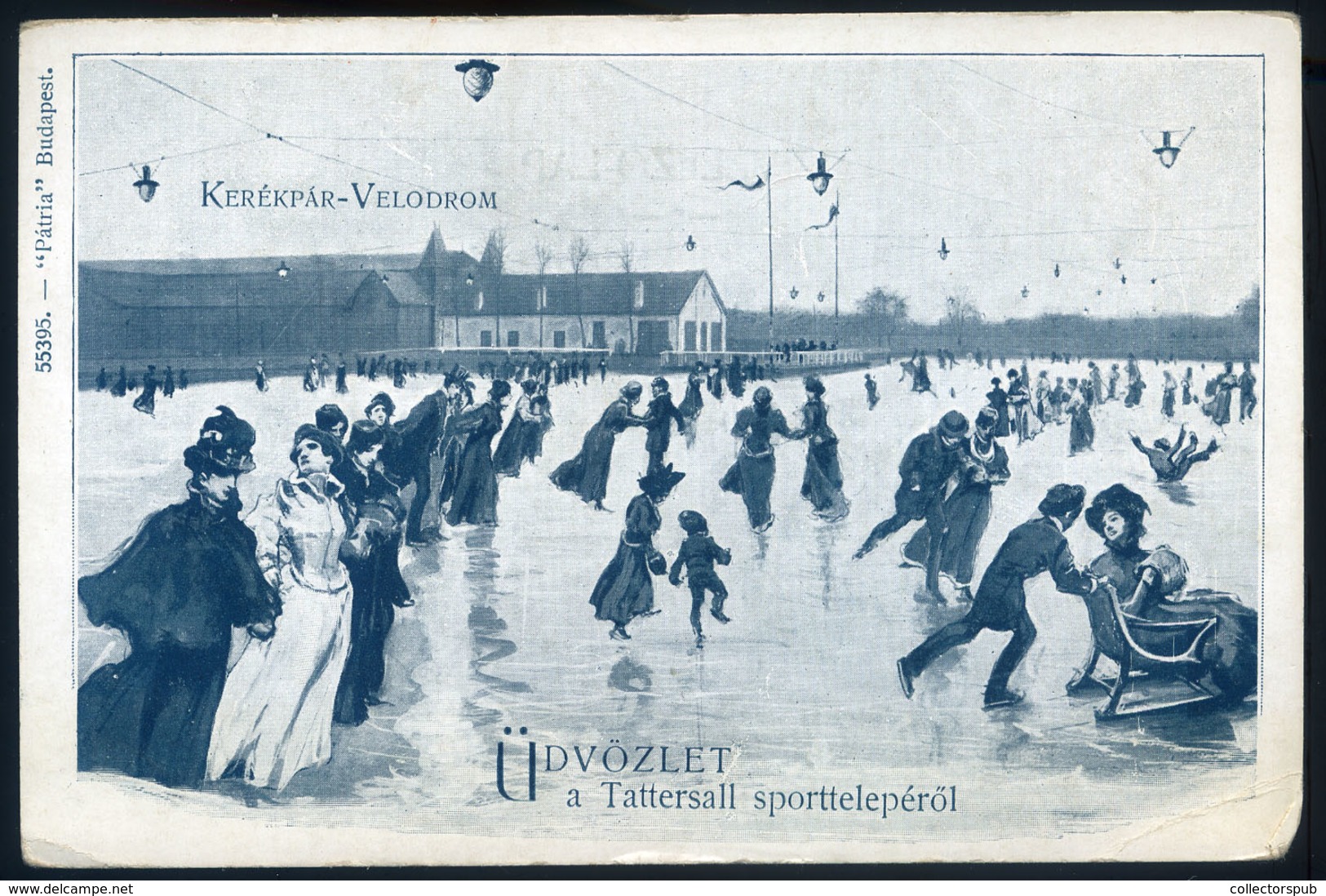 Budapest VIII. Tattersall Sporttelep, Kerékpár Velodrom, Szánkózó, Korcsolyázó Társaságok, Téli Sportrégi Képeslap  /  T - Hungary