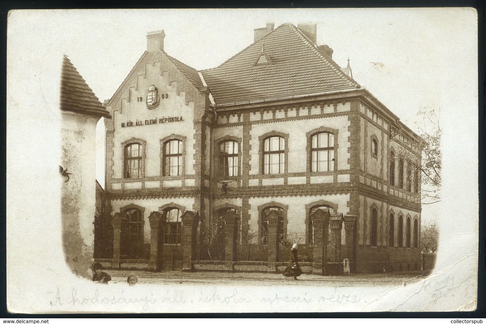 HODOSÁNY / Hodošan 1915. Népiskola Fotós Képeslap, érdekes Hátoldali Fényképészeti Tartalommal  /  People's School Photo - Hongrie