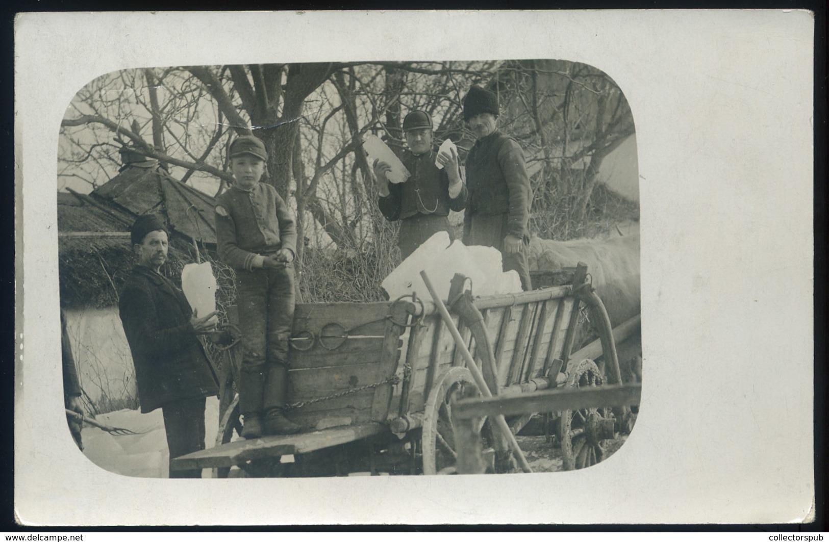 KOCSÉR 1917. Jégszállító Lovaskocsi , érdekes Fotós Képeslap  /  Ice Transport Carriage, Interesting Photo Vintage Pic.  - Hongrie