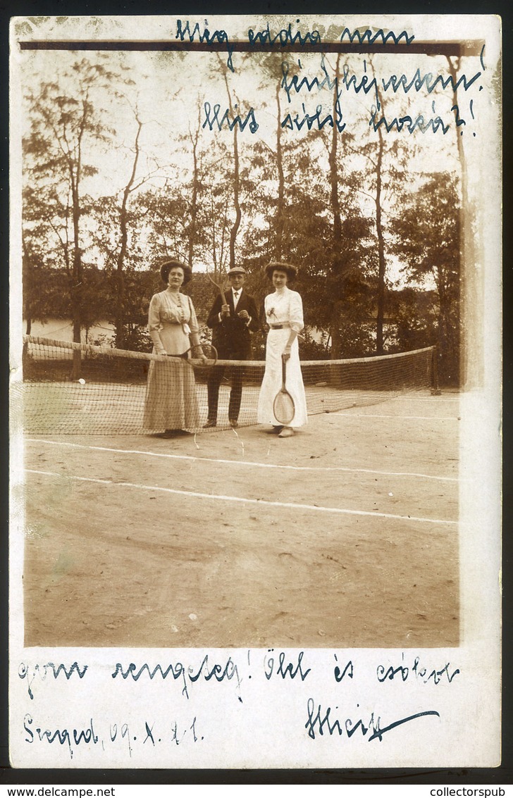 SZEGED 1909. Teniszezők, Régi Képeslap  /  Tennis Players Vintage Pic. P.card - Hongarije