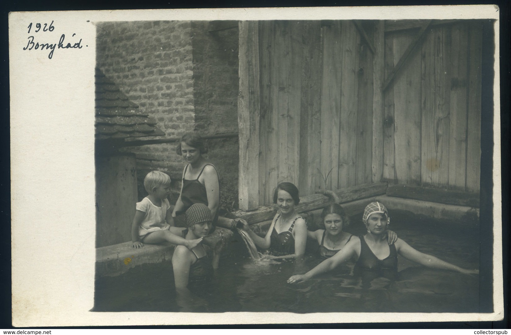 BONYHÁD 1926. Fürdőzők, Fotós Képeslap  /  People Bathing Photo Vintage Pic. P.card - Hungary