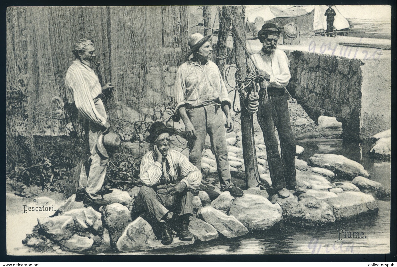FIUME 1905. Cca. Halászok, Régi Képeslap  /  Fishermen Vintage Pic. P.card - Hongarije