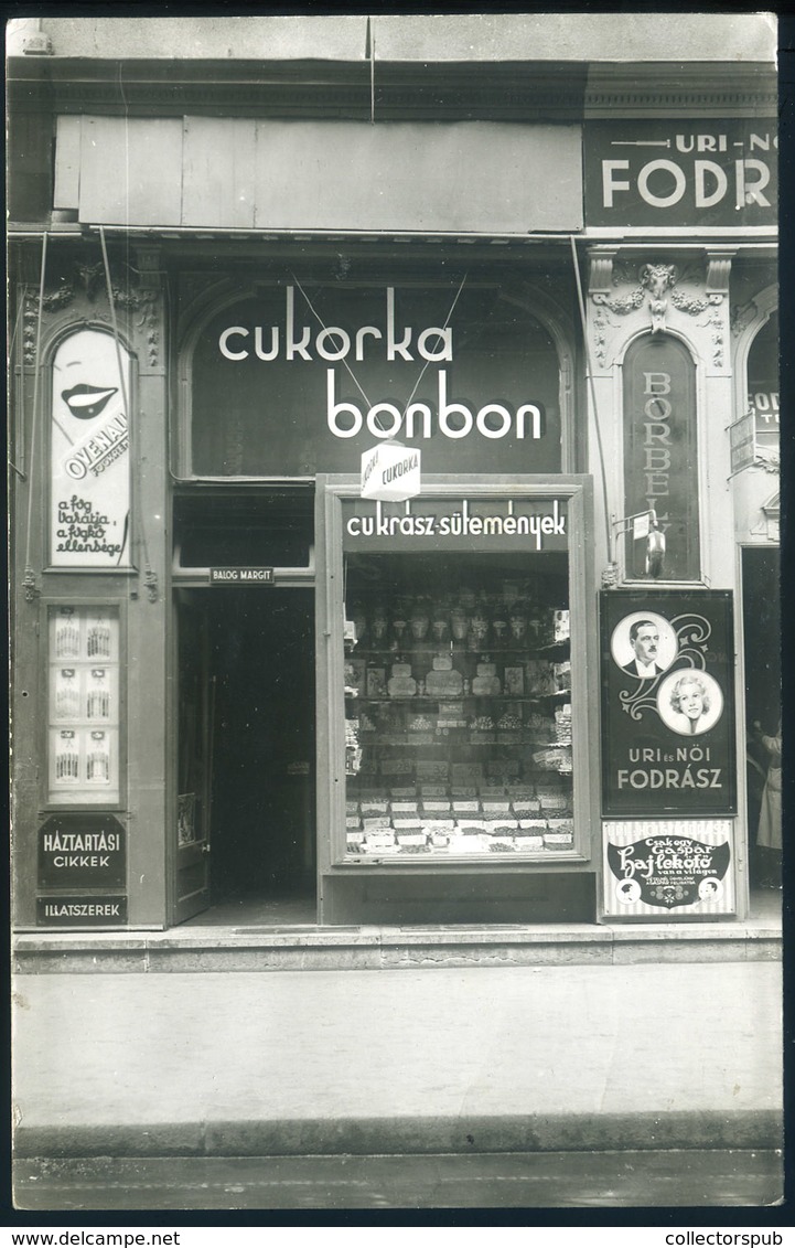 SOROKSÁR 1930. Ca. Cukorka, Bonbon üzletérdekes , Fotós Képeslap Fotó : Temler és Balogh  /  Sweets Store Interesting Ph - Andere & Zonder Classificatie