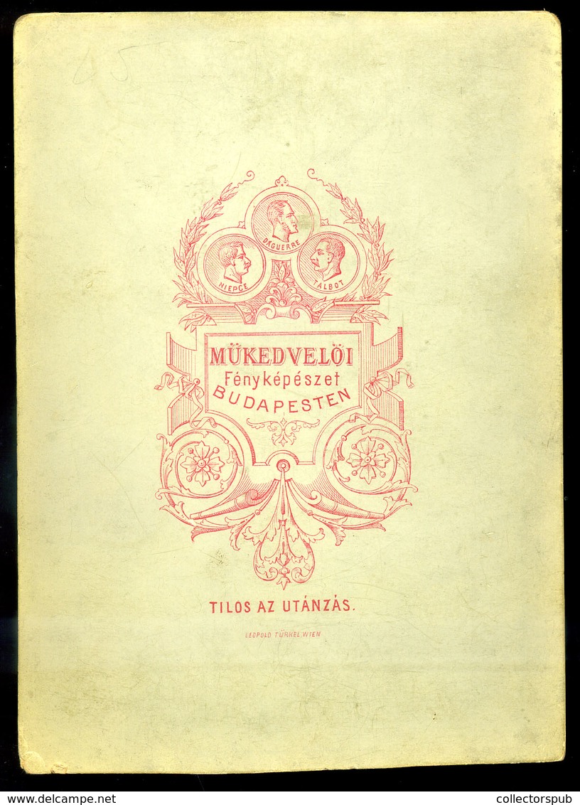 BUDAPEST 1890. Ca. Műkedvelői Fényképészet : Hölgy Hat Gyerekkel Cabinet Fotó  /  Lady With 6 Children Vintage Cabinet P - Andere & Zonder Classificatie