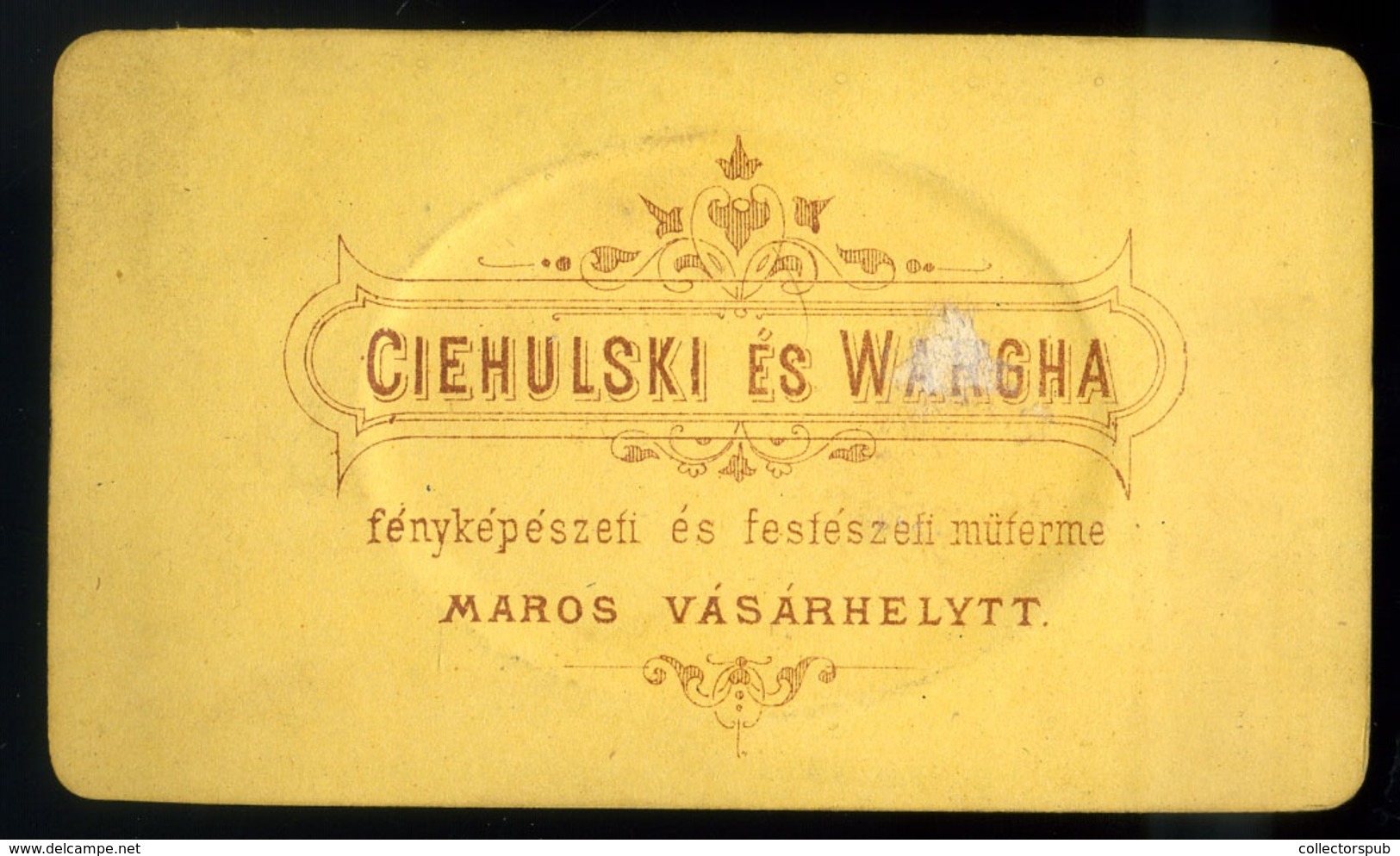 MAROSVÁSÁRHELY 1875. Ca. Ciehulski és Wargha : Ismeretlen Férfi, Visit Fotó  /  Ciehulski And Wargha: Unknown Man Visit  - Other & Unclassified