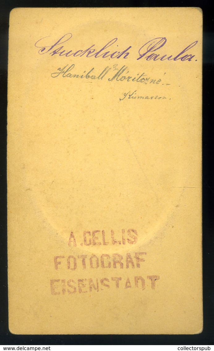 KISMARTON 1870. Ca. A. Cellis : Hannibal Móricné Visit Fotó ( Hannibál Móric Felsőpulyai Kir. Járásbíró )  /  A. Cellis: - Autres & Non Classés