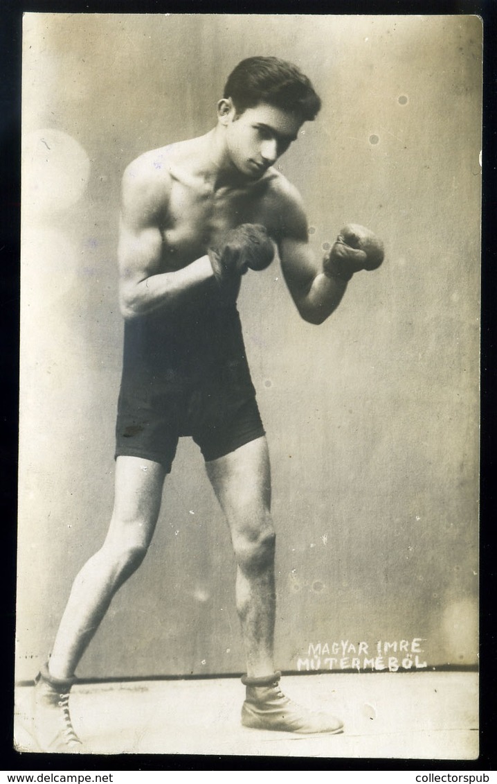 SPORT ökölvívás , Ökölvívó ,   Fotós Képeslap Ádler Zsigmondnak Dedikálva  /  SPORT Boxing Photo Vintage Pic. P.card Ded - Hungría