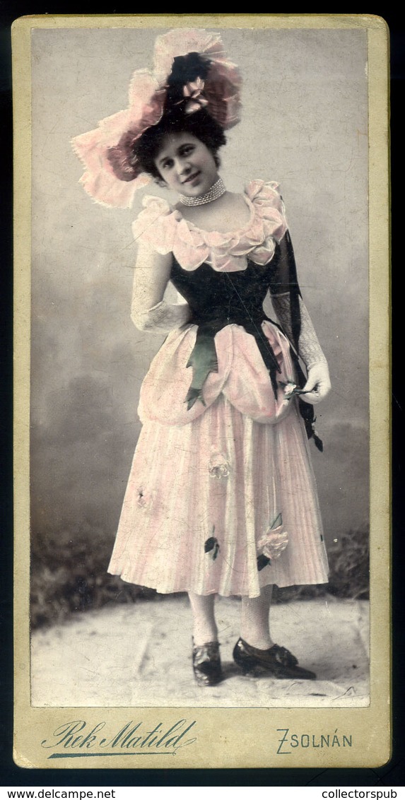 ZSOLNA 1905. Rek Matild : Hölgy, Színezett Cabinet Fotó  /  Lady Colored Vintage Cabinet Photo - Andere & Zonder Classificatie