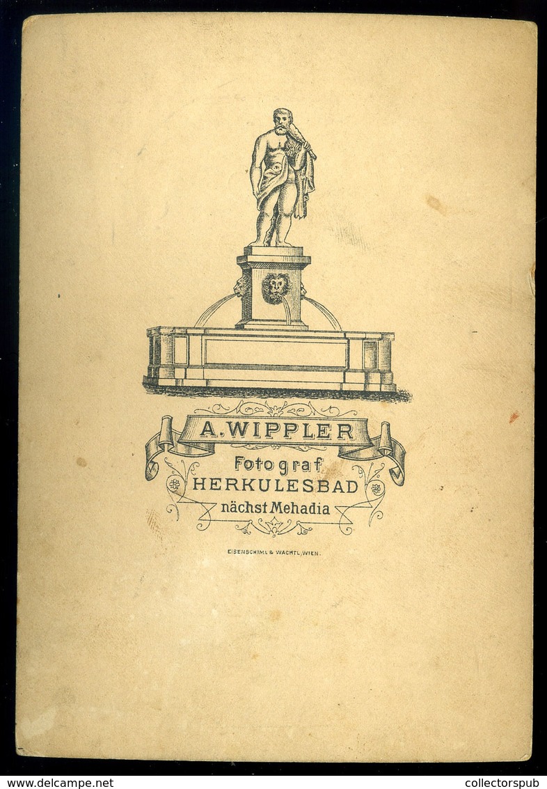 HERKULESFÜRDŐ 1880. Wippler : Hölgy, Cabinet Fotó  /  Lady Vintage Cabinet Photo - Andere & Zonder Classificatie