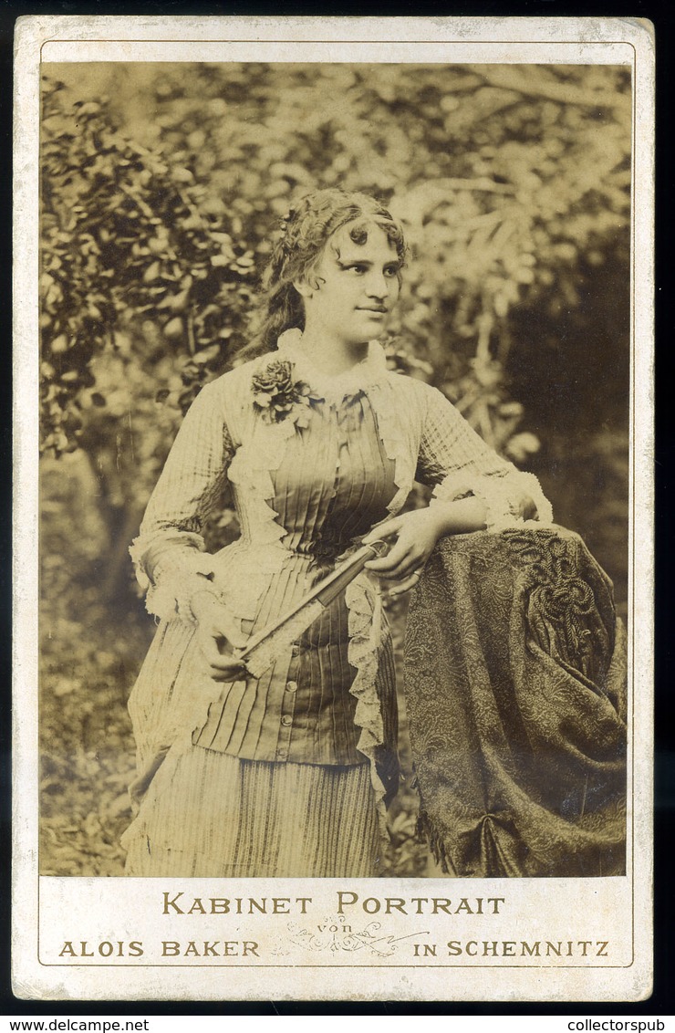 SELMECBÁNYA 1875-80 Ca Baker : Hölgy, Cabinet Fotó  /  Lady Vintage Cabinet Photo - Autres & Non Classés
