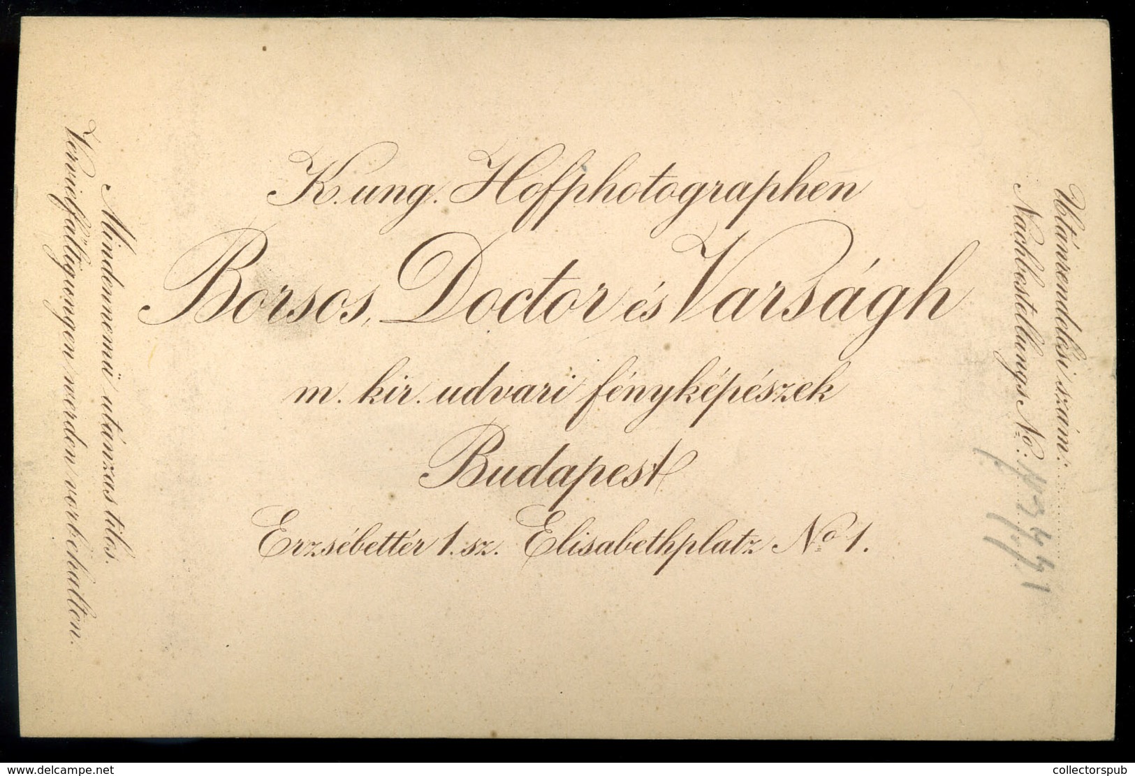 BUDAPEST 1878. Borsos Doctor és Varságh : Hölgy, Cabinet Fotó  /  Lady Vintage Cabinet Photo - Andere & Zonder Classificatie
