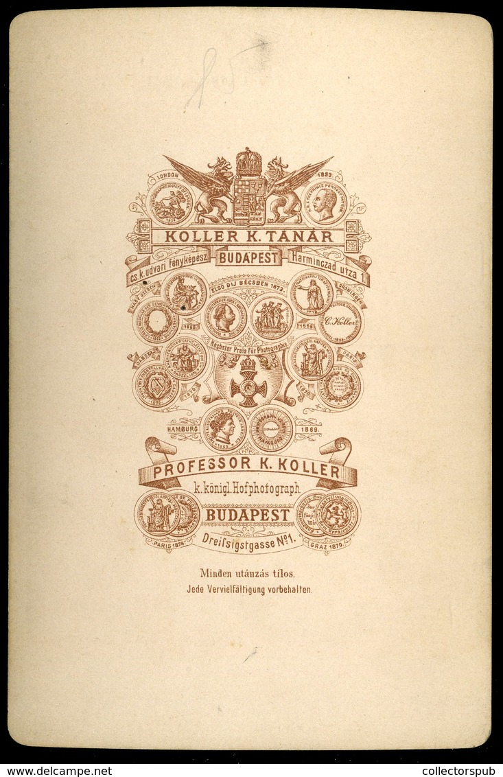 BUDAPEST 1875. Ca. Koller Károly : Thallmayer Béla , Gyógyszerész, Gyógyszergyár Tulajdonos, Dedikált Cabinet Fotó  /  B - Autres & Non Classés