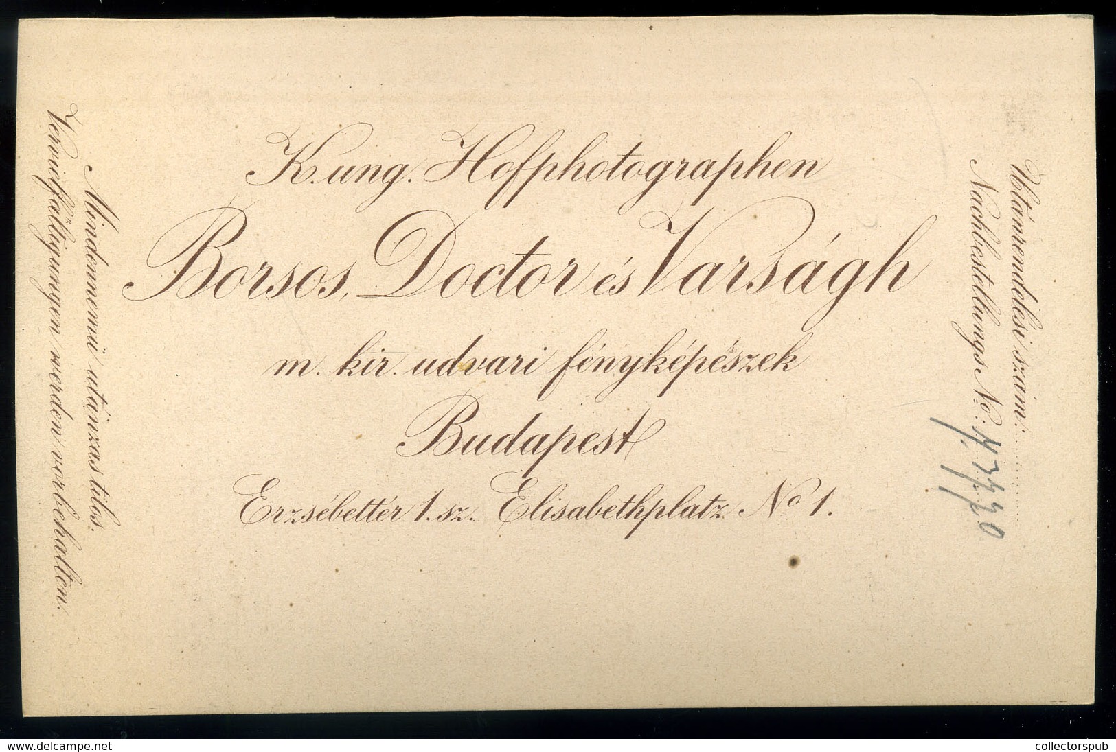 BUDAPEST 1878. Borsos Doctor és Varságh : Ismeretlen Férfi, Cabinet Fotó   /  Unknown Man Vintage Cabinet Photo - Autres & Non Classés