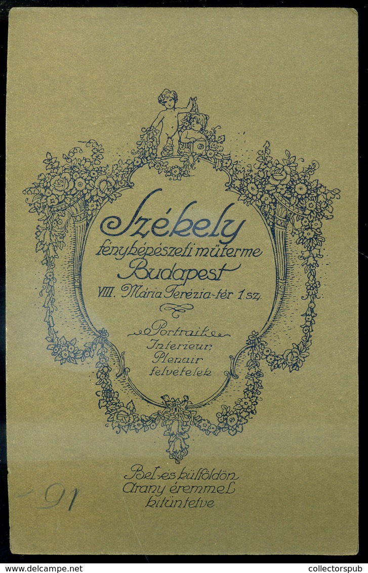BUDAPEST 1910. Cca. Székely Aladár : Hölgy Cabinet Fotó Eredi Tasakban  /  Lady Vintage Cabinet Photo In Original Cov. - Autres & Non Classés