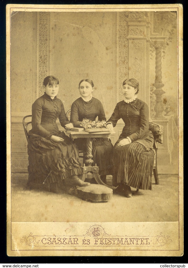 KOLOZSVÁR 1880. Cca. Császá és Feistmantel : Hölgyek Cabinet Fotó  /  Ladies Vintage Cabinet Photo - Andere & Zonder Classificatie