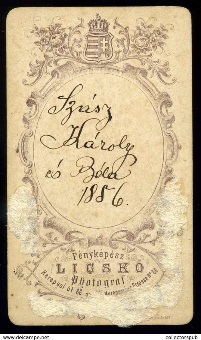 SZÁSZ Károly és Béla Visit Fotó , 1856 (!) Licskó, Pest  /  Károly And Béle Szász Visit Photo - Autres & Non Classés