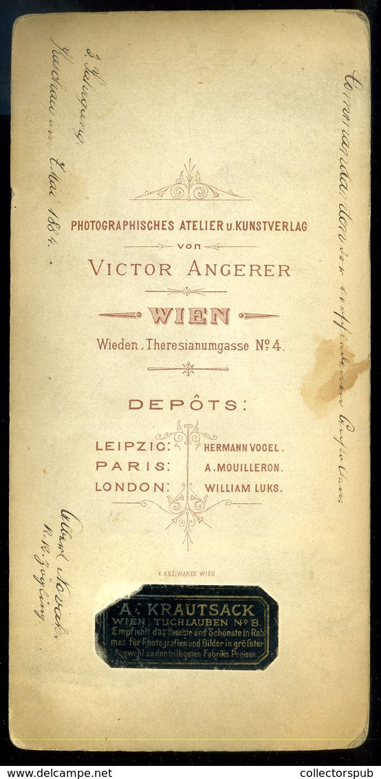 1884. K.u.K. Tisztek, Csoportkép, Victor Angerer Bécs - Andere & Zonder Classificatie