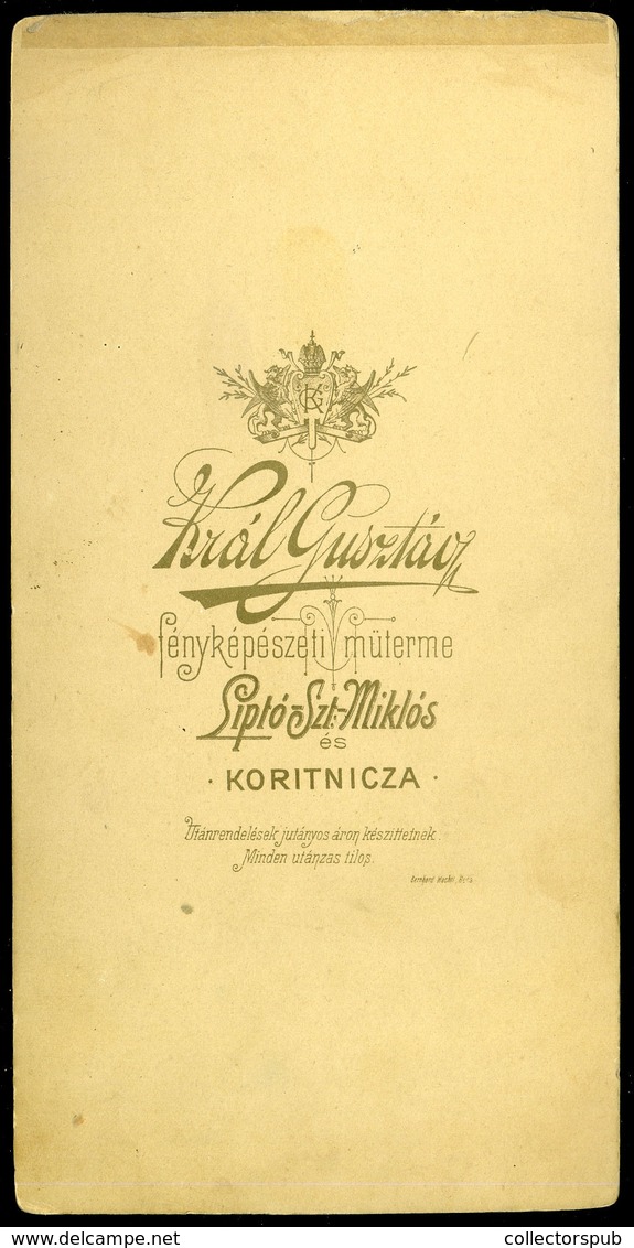 LIPTÓSZENTMIKLÓS 1890. Ca. Král Gusztáv, Színésznő , Dedikált  Cabinet Fotó  /  Actress Dedicated Vintage Cabinet Photo - Andere & Zonder Classificatie