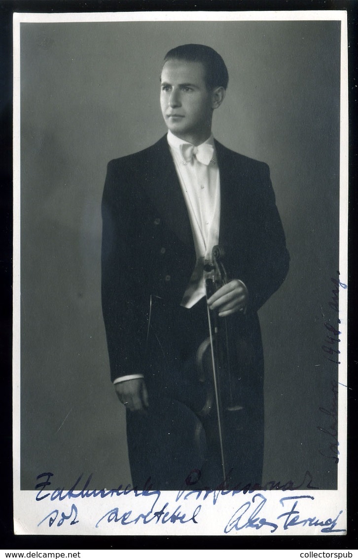 ÁKOS FERENC (1922-  ) Hegedűművész , Dedikált Fotó - Non Classés