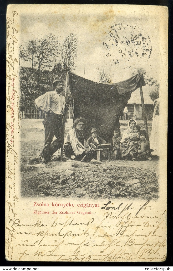 ZSOLNA 1900. Cigányok Képeslap, Egykörös Várna Bélyegzéssel  /  Gypsy Vintage Pic. P.card, Single Cycle Várna Pmk - Hungary