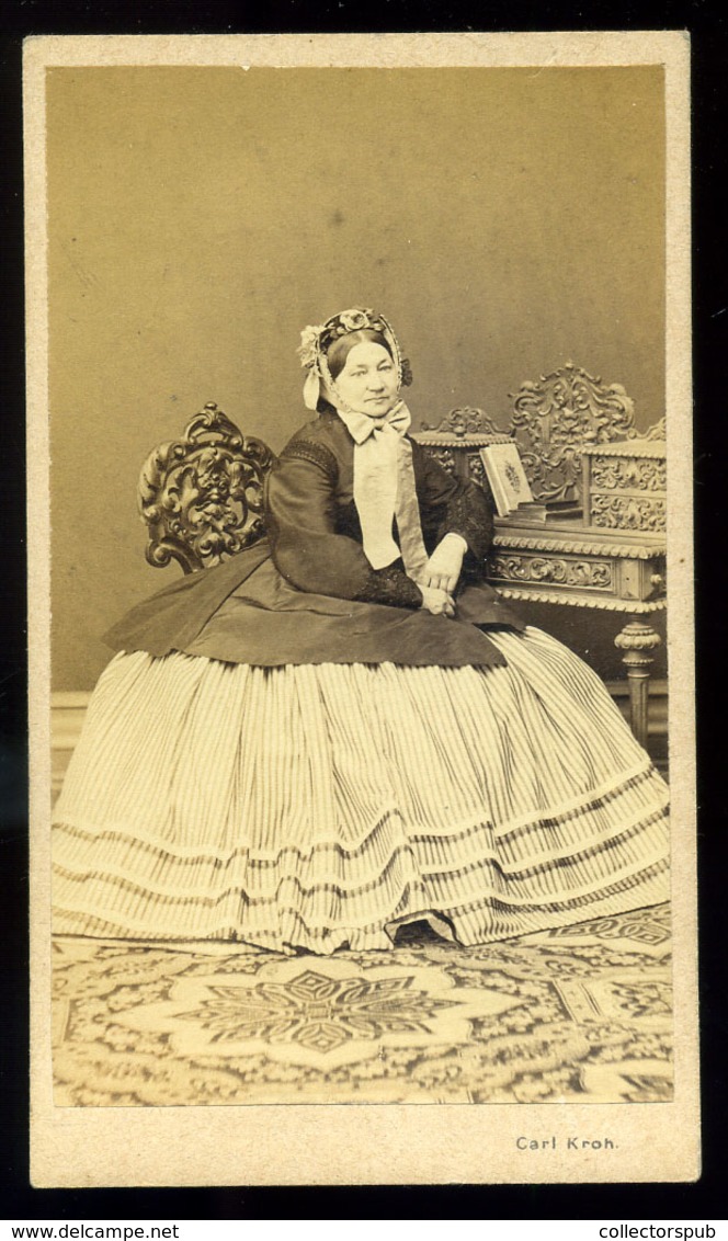 BÉCS 1860. Ca Carl Kroh  : Hölgy Visit Fotó - Autres & Non Classés