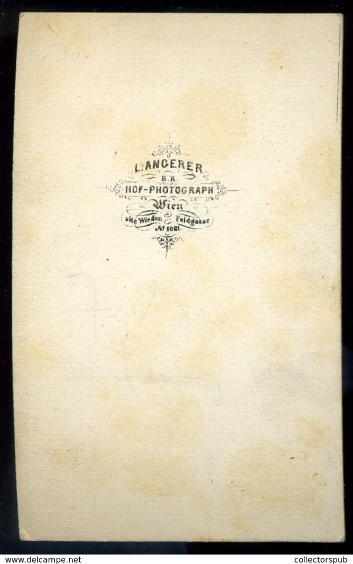 BÉCS 1860. Ca L. Angerer  : Hölgy Visit Fotó  /  VIENNA L. Angerer: Lady  Visit Photo - Autres & Non Classés