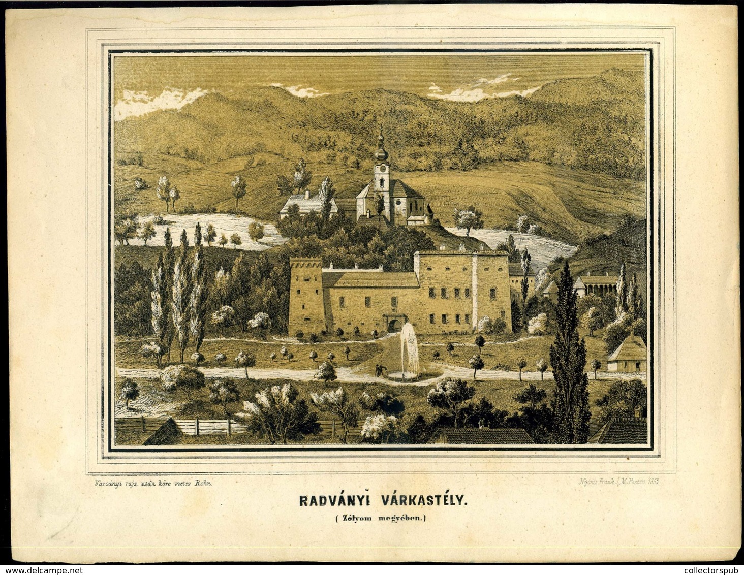 Radványi Kastély Zólyom Megyében Varsányi.kőrajza , Litográfia 1853. 27*21 Cm - Prenten & Gravure