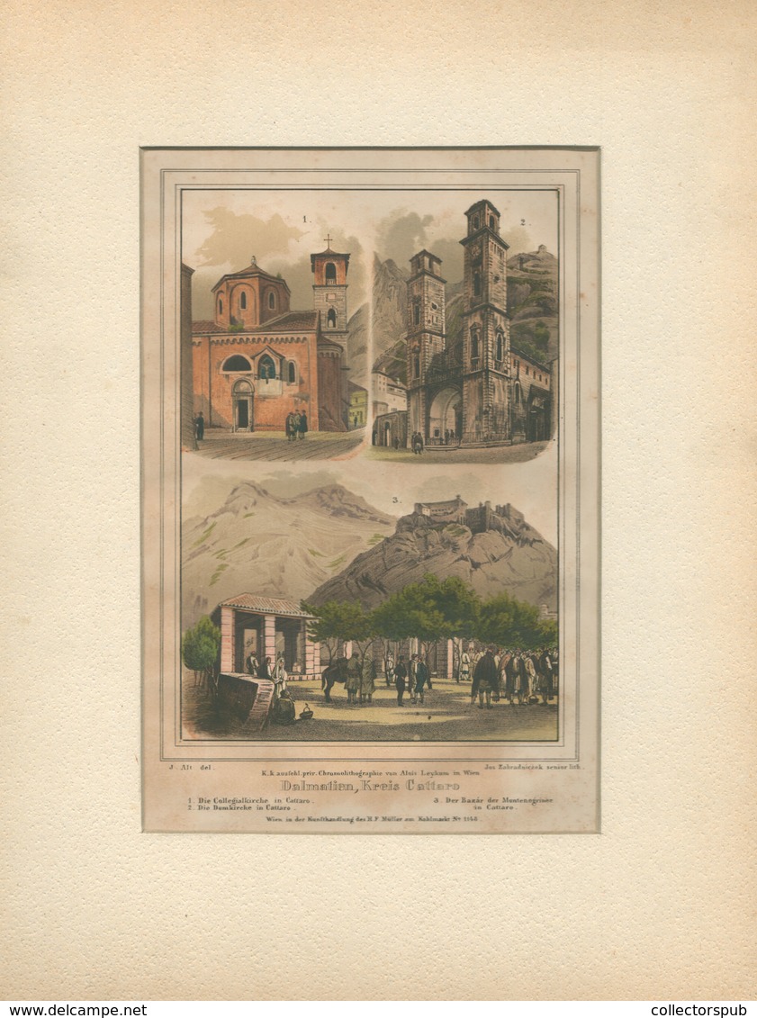 DALMATIAN  KREIS  CATTARO  Alt. Litográfia, Paszpartuban, 1841. Képméret: 12,5 X 18,5 Cm - Lithographies
