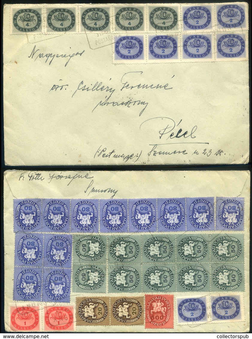 SUMONY 1946.05. Dekoratív 40 Bélyeges Infla Levél, Postaügynökségi Bélyegzéssel Pécelre Küldve  /  Decorative 40 Stamp I - Covers & Documents