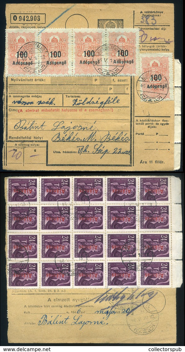 BUCSOSKISFALUD 1946. Inflációs Csomagszállító Békésre Küldve   /  Infl. Parcel P.card To Békés - Covers & Documents