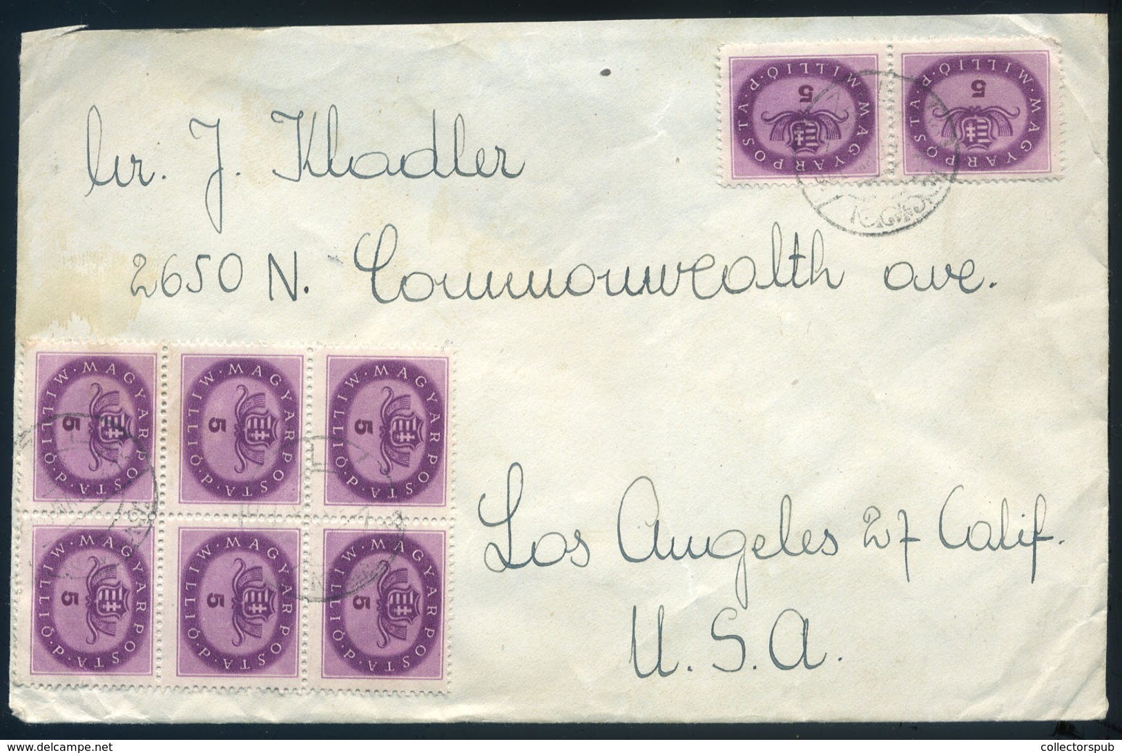 SZIL 1946. 06.11. (19 Dsz Első Nap) Dekoratív Inflációs Levél Sz USA-ba Küldve - Lettres & Documents