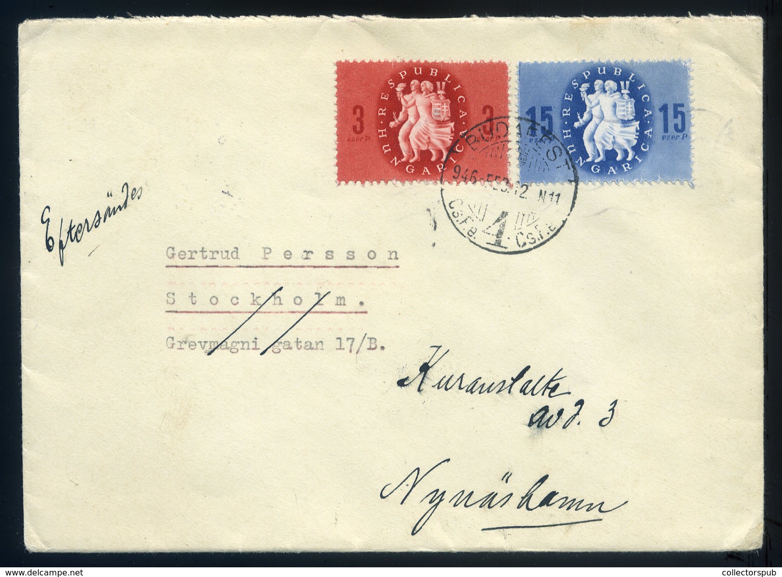 BUDAPEST 1946.02.12 Levél 3P+2P Svédországba Küldve 1946.03.28. érkezési Bélyegzéssel - Lettres & Documents