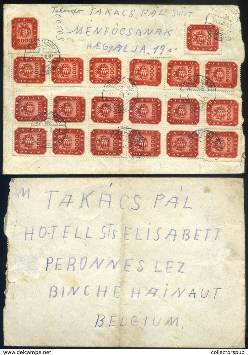 MÉNFŐCSANAK 1946.06.21. Inflációs Levél Belgiumba Küldve - Cartas & Documentos