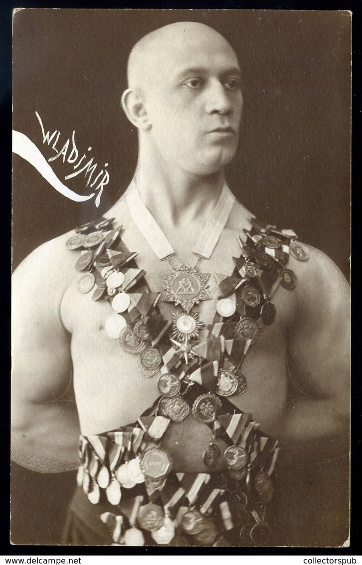 SPORT WLADIMIR Birkozó Bajnok, Fotós Képeslap 1920. Cca  /  SPORT WLADIMIR Wrestling Champion Photo Vintage Pic. P.card - Hungary