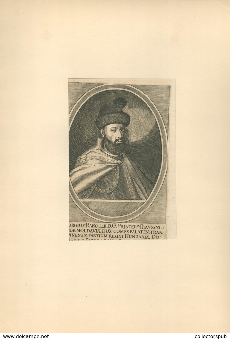 Rákóczi György, I. Portréja Rézmetszeten , 1665. Portréméret: 17*13 Cm Paszpartuban  /  György Rákóczi Portrait Copper E - Estampes & Gravures