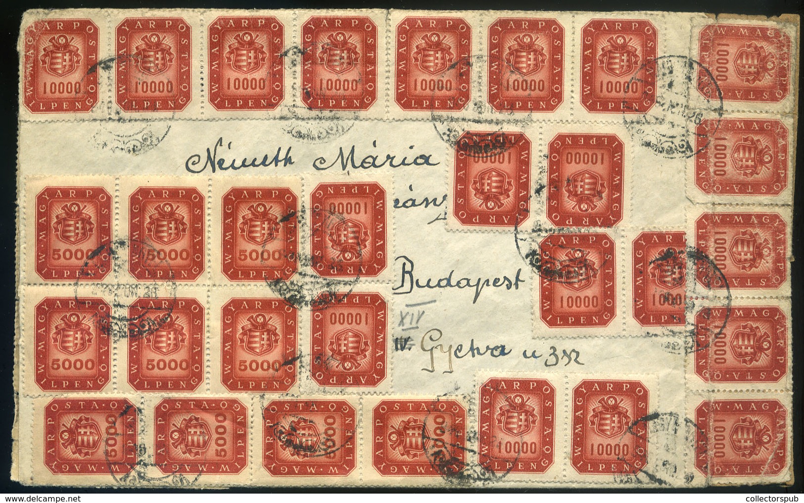 1946. Távolsági Inflációs Levél 60db Bélyeggel! Budapestre Küldve - Cartas & Documentos