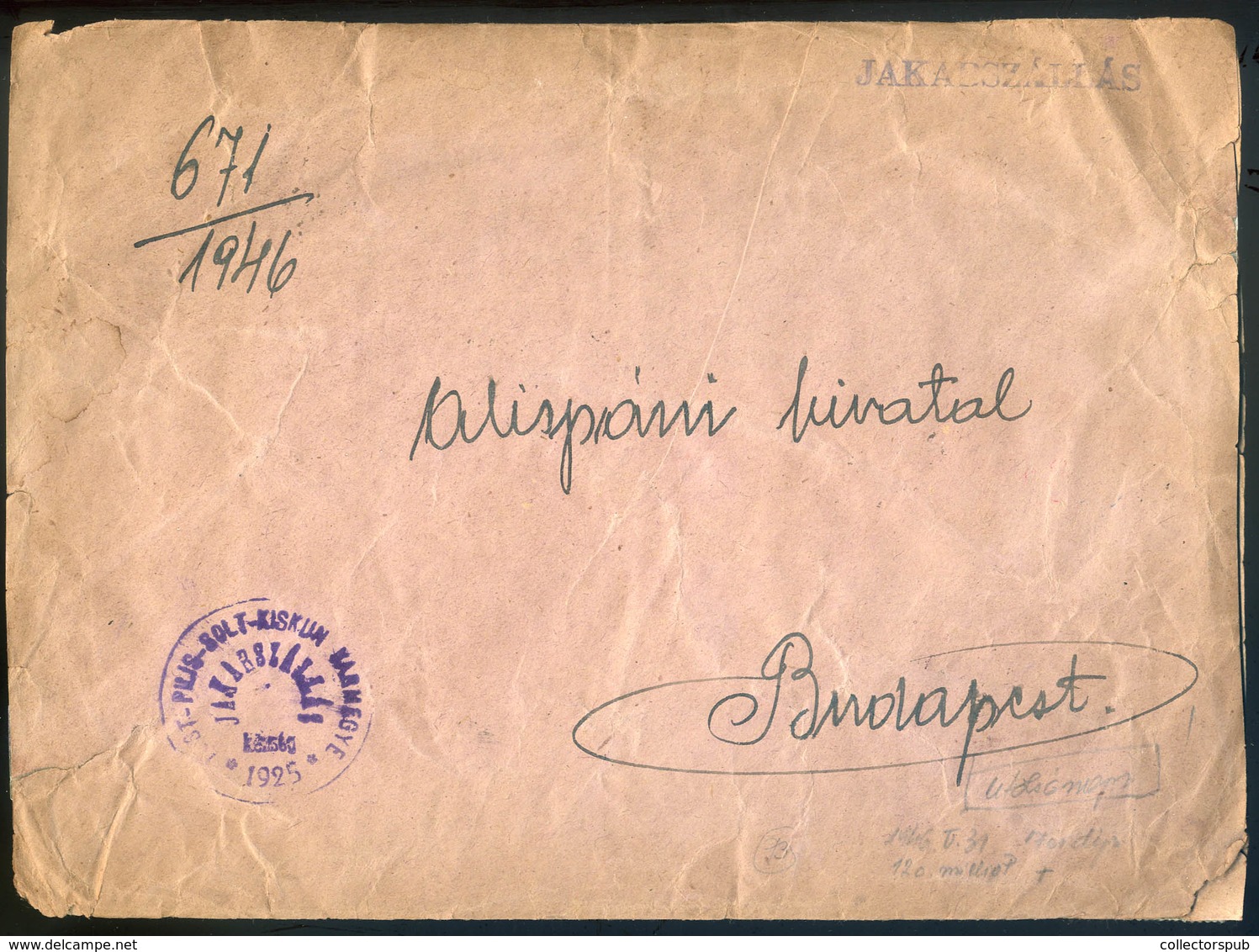 JAKABSZÁLLÁS 1946. (17 Dsz. Utolsó Nap) Infla Levél 60 Db Bélyeggel Budapestre - Lettres & Documents