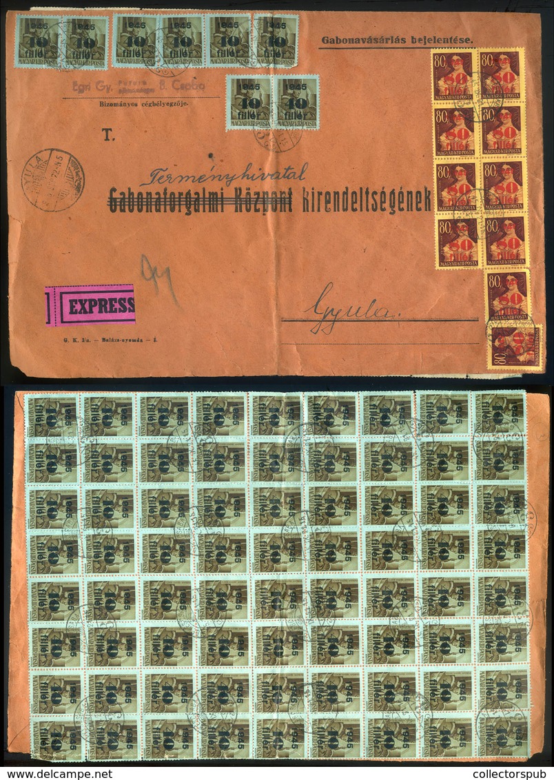 BÉKÉSCSABA 1945. Expressz Levél 90db (!) Bélyeggel Gyulára Küldve - Lettres & Documents