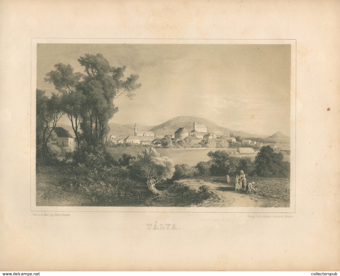 TÁLYA , Kőnyomatos Látkép, 1867. Keleti Gusztáv, Képméret 25*16cm  /  Litho Town View By Gusztáv Keleti - Unclassified